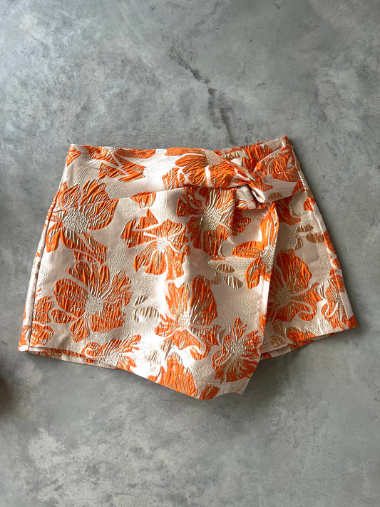 Orange print skort