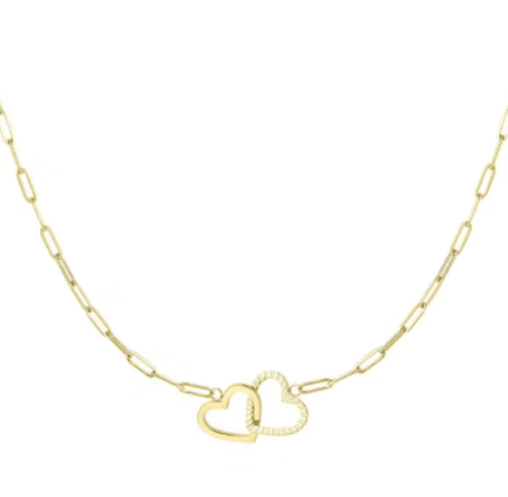 Double heart ketting
