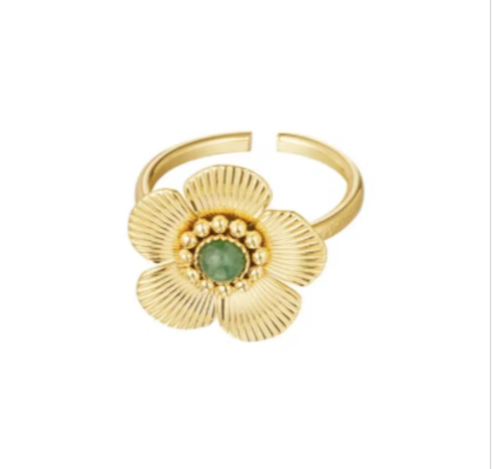 Green flower ring