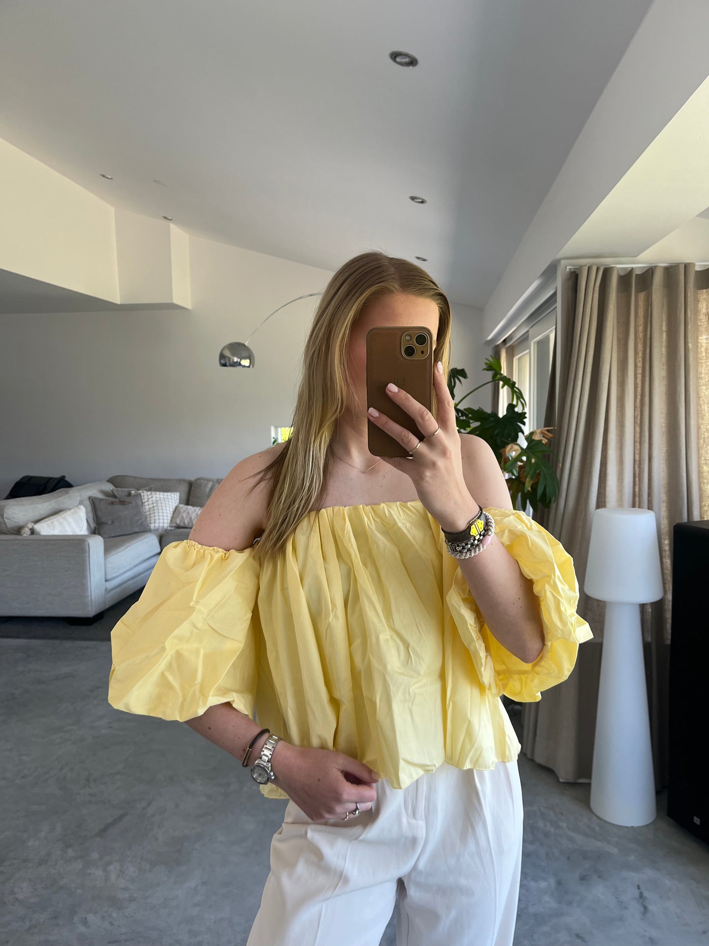 Daisy off shoulder top - geel