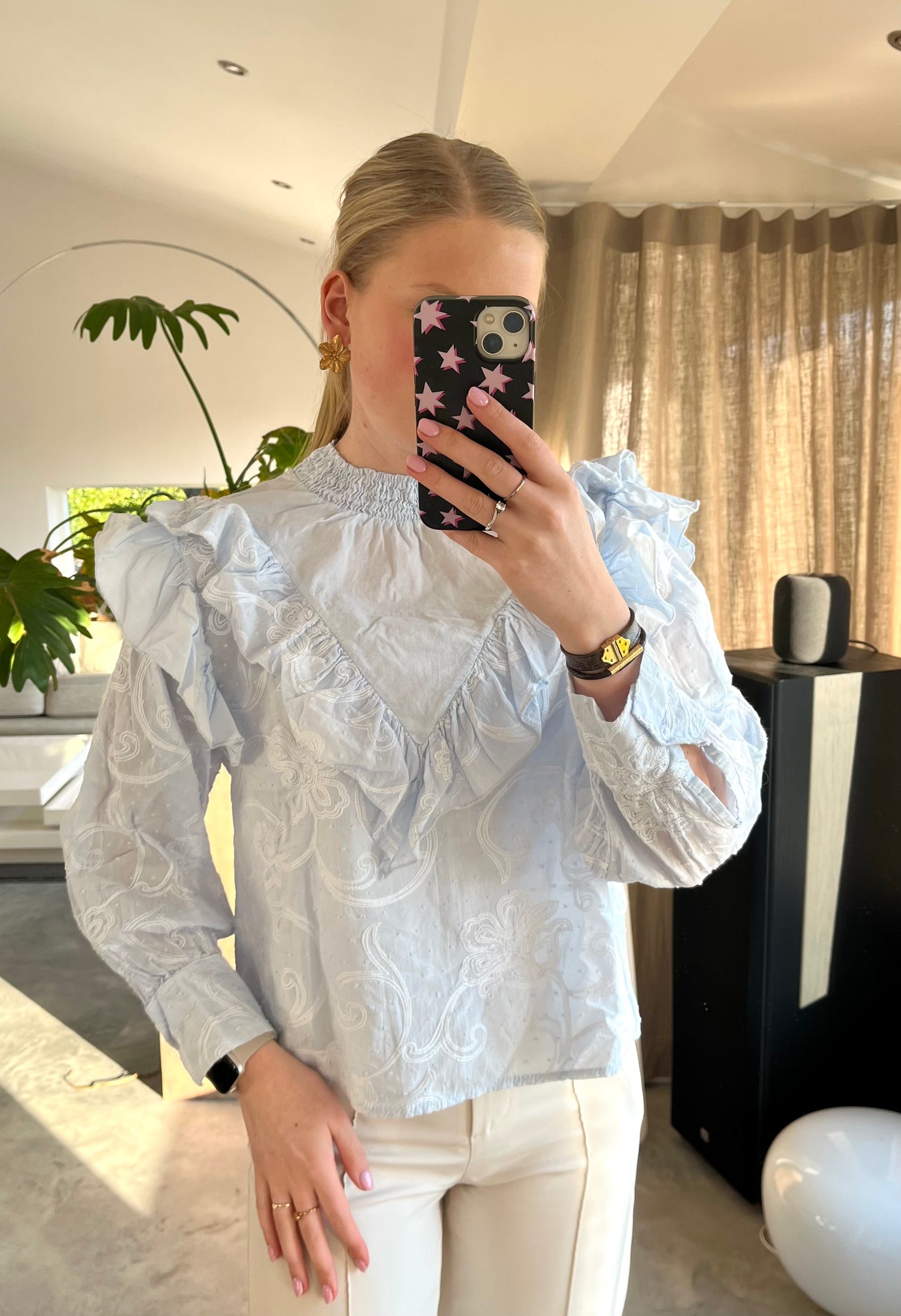 Lolo broderie blouse - blauw
