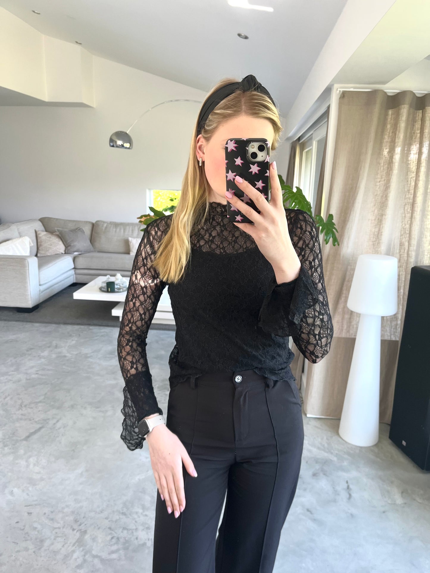 Lace top - zwart
